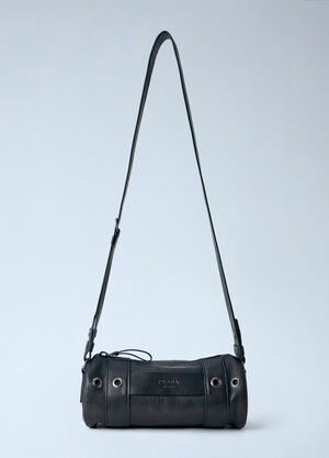 Prada Eyelet Detail Leather Cylinder Bag Black pra0163063