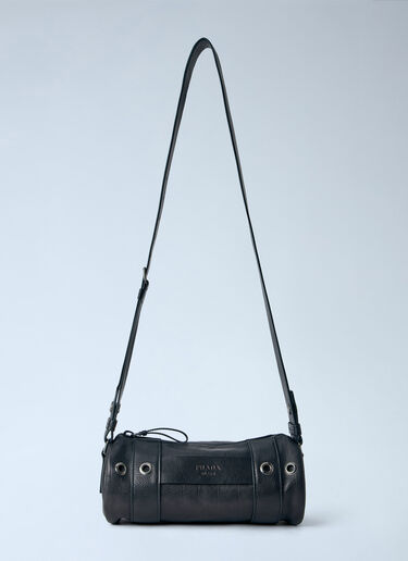 Prada 아일렛 디테일 가죽 실린더 백 검정 pra0163063