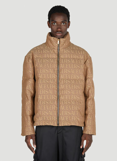 Versace Logo Print Down Jacket Brown ver0153007