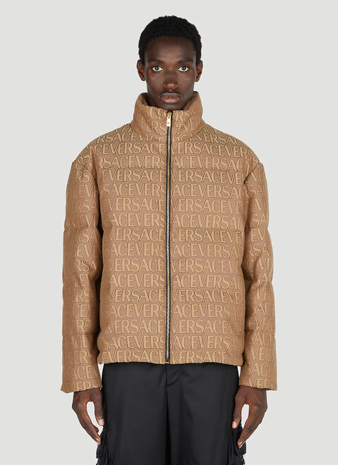 Versace Logo Print Down Jacket Black ver0153009