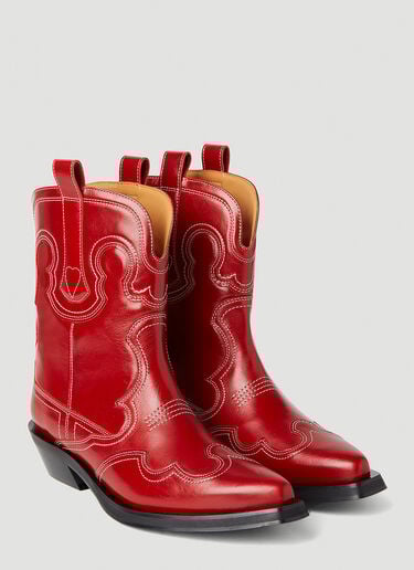Embroidered Western Boots GANNI Embroidered Western Boots Red gan0252038