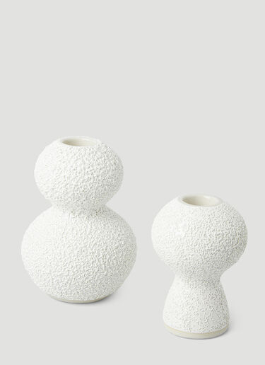 Marloe Marloe Set of Two Lava & Bone Candlestick Holders White mrl0348005