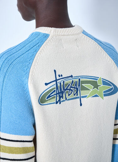 LN-CC® - Stüssy: Stripe Raglan Crewneck Sweatshirt - Blue Stüssy Stripe Raglan Crewneck Sweatshirt Blue sts0164031