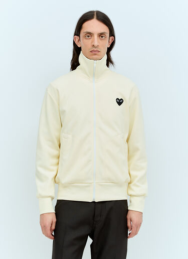 Comme Des Garçons PLAY 徽标贴饰拉链运动衫  米色 cpl0355026