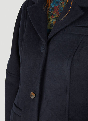 GANNI Single Breasted Curved Sleeve Coat Blue gan0247011