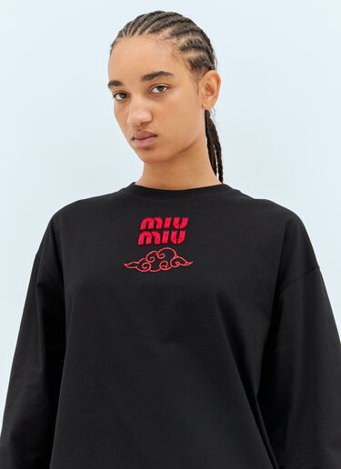 Miu Miu Logo Embroidery Sweatshirt Black miu0258066