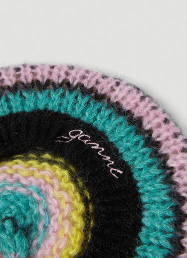 GANNI Striped Mohair Beret Multicolour gan0252056