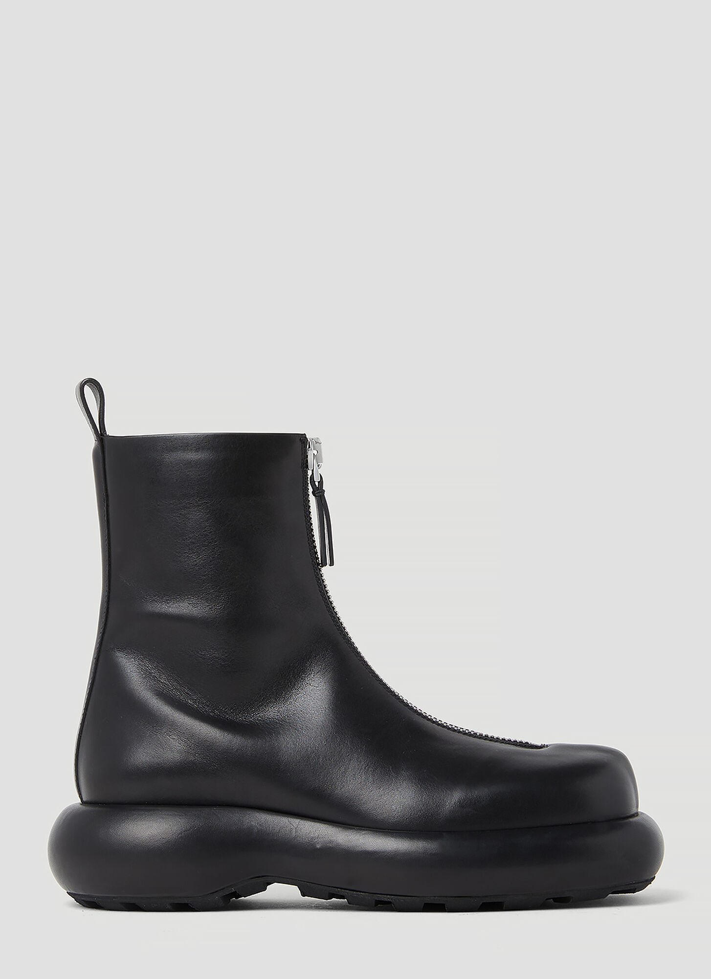 Shop Jil Sander Zip Up Leather Ankle Boots In Black
