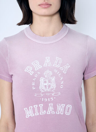 Prada Logo Print T-Shirt Purple pra0260014