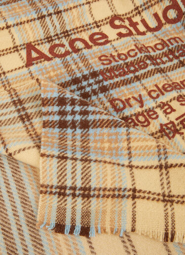Acne Studios Logo Print Check Scarf Beige acn0148064