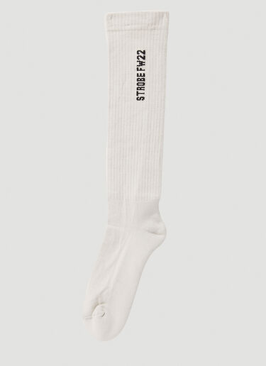 Logo Intarsia Socks Rick Owens Logo Intarsia Socks Cream ric0249028