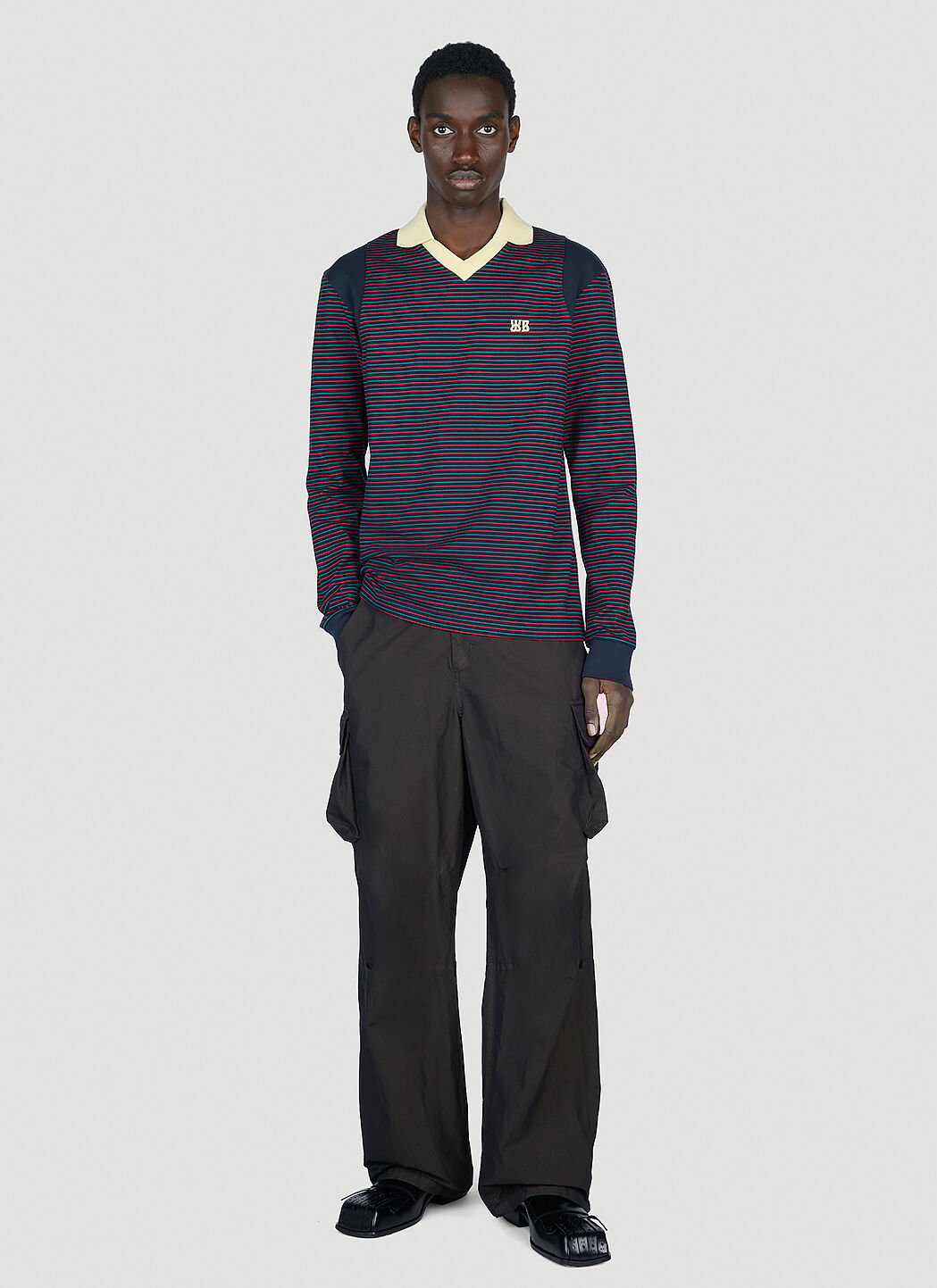 Wales Bonner Men's' Sonic Polo Top in Navy | LN-CC®