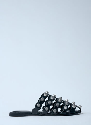 Alexander Wang Rexa Cage Leather Slides Black awg0259035