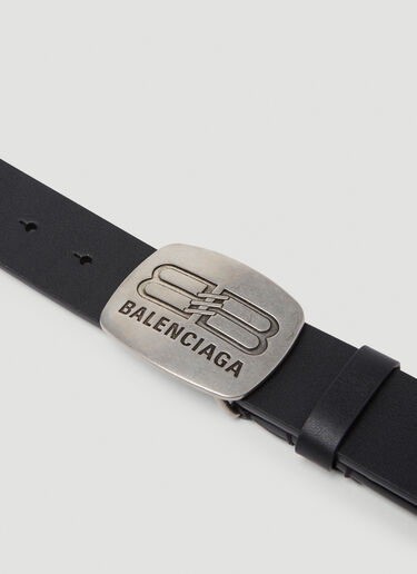 Balenciaga Round Logo Plaque Belt Black bal0148071