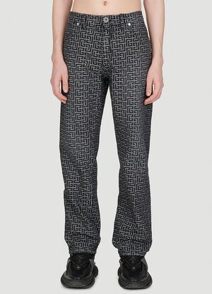 Balmain ジャカードモノグラム デニムジーンズ ブラック bln0153008