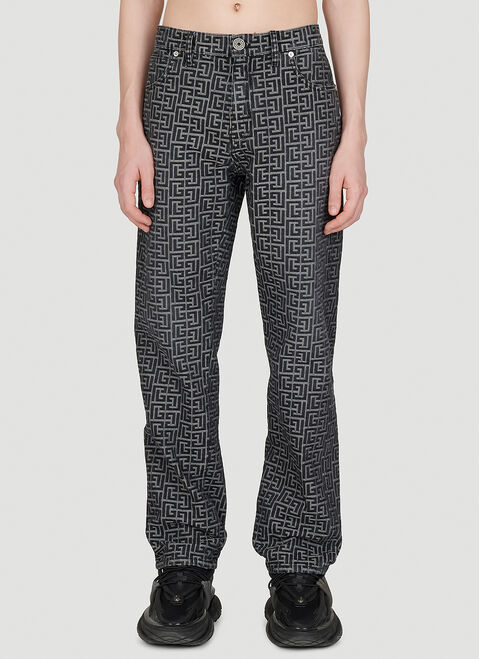 Balmain Jacquard Monogram Denim Jeans Black bln0154001