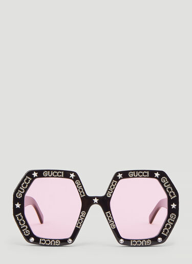 Gucci Embellished Oversized Sunglasses Pink guc0243219