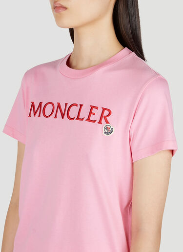Moncler 徽标刺绣 T 恤 粉色 mon0252033