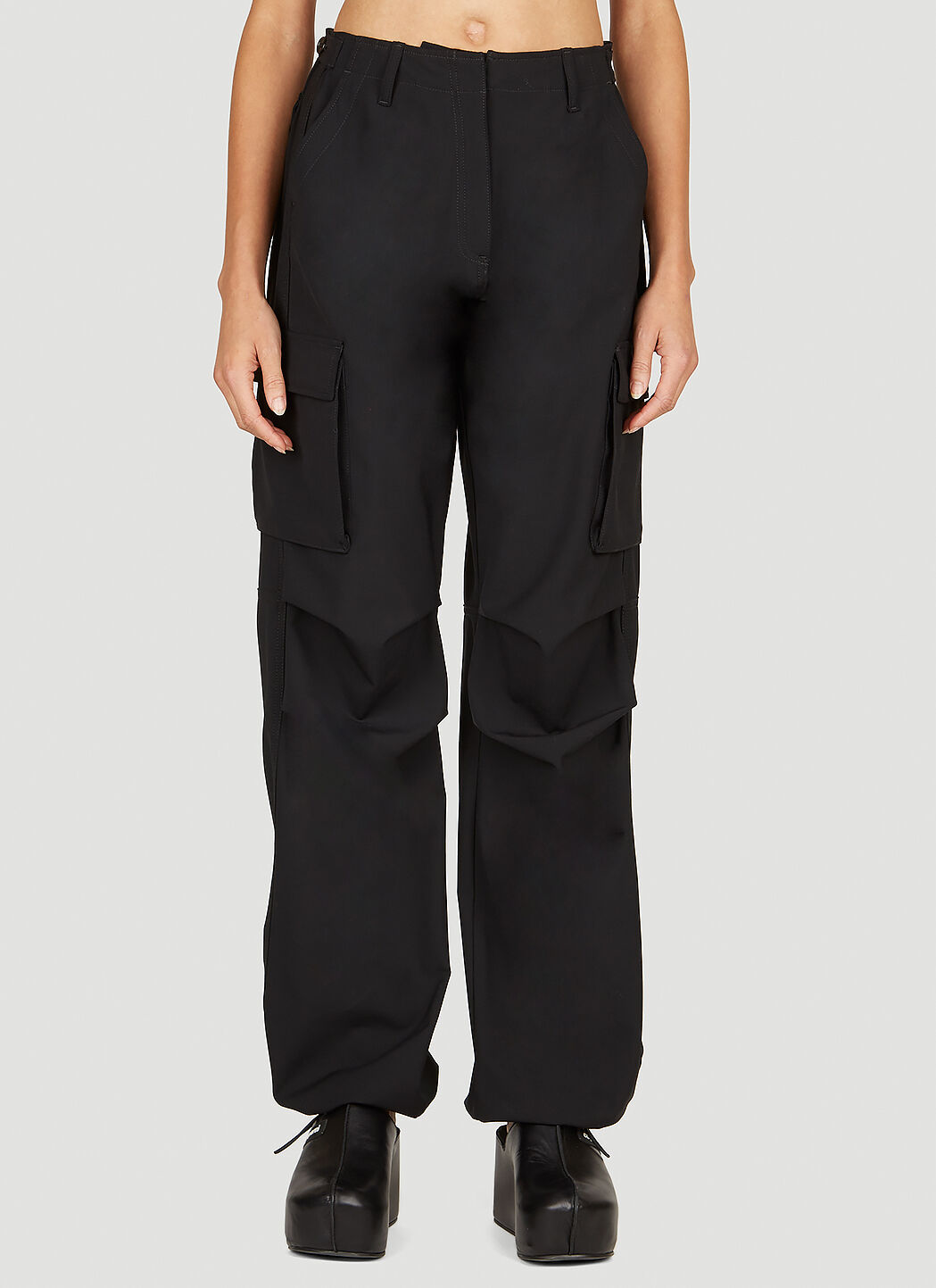 Space Available Tailored Wide Leg Cargo Pants Black spa0354016