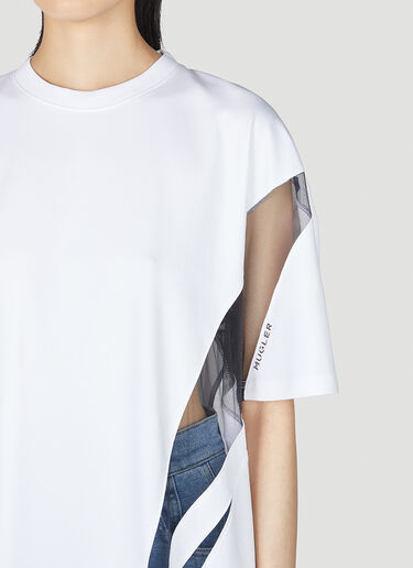 Mugler Sheer Panel T-Shirt White mug0351002