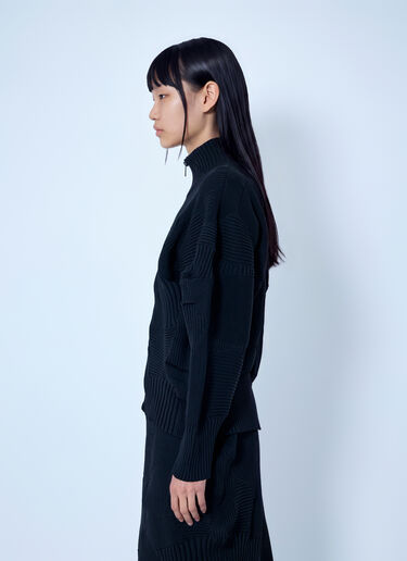 LN-CC® - Issey Miyake: Kone Kone Ribbed Knitted Jacket - Black Issey Miyake Kone Kone Ribbed Knitted Jacket Black ism0265013
