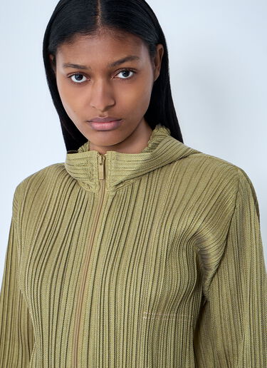Pleats Please Issey Miyake Ribbed Knit Hooded Sweatshirt Yellow plp0263010