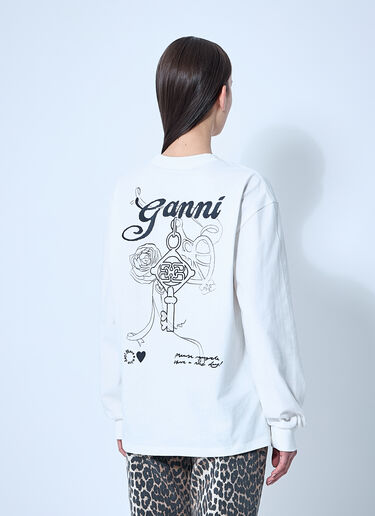 GANNI Logo Motif T-Shirt White gan0260004