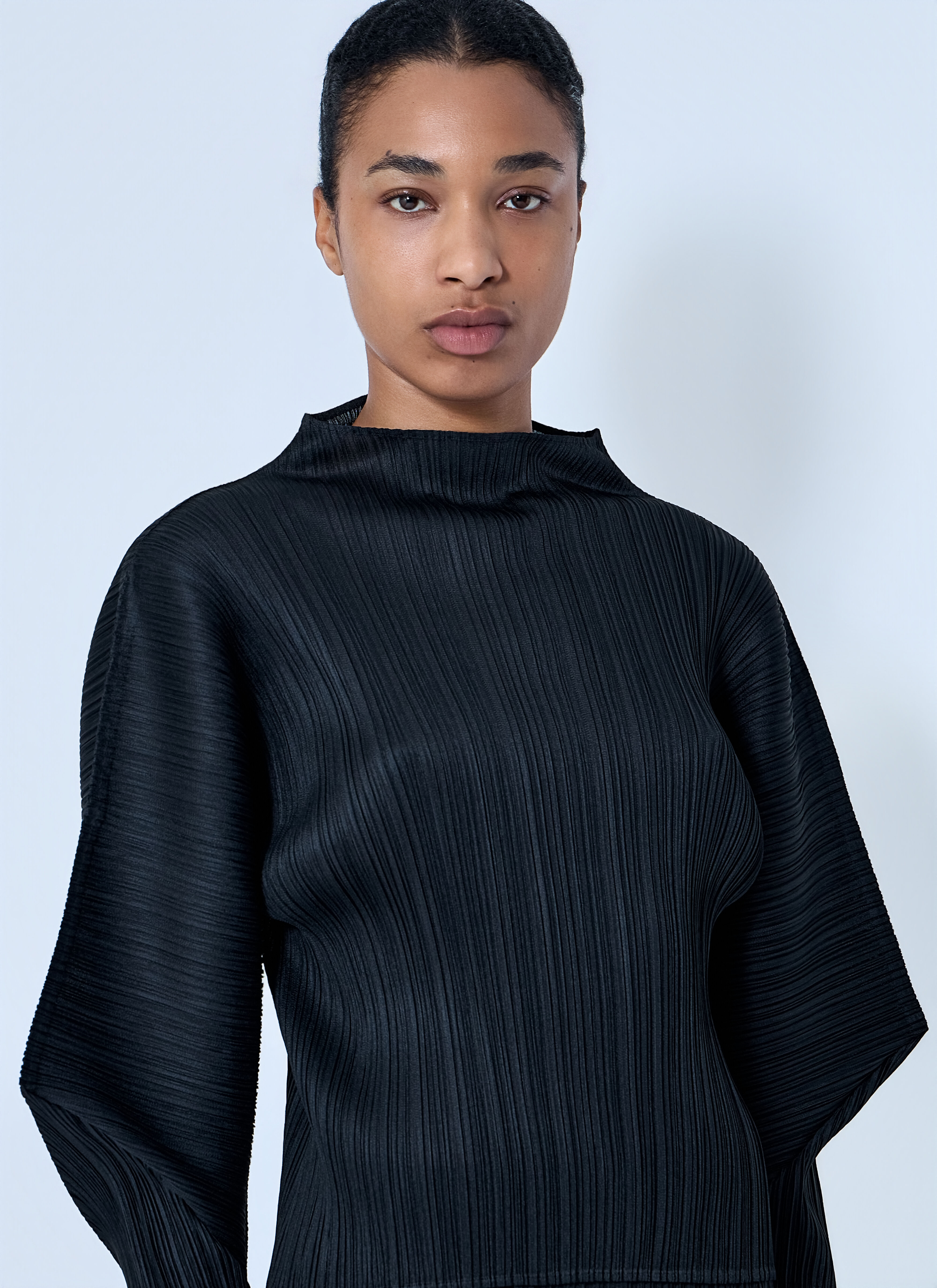Pleats Please Issey Miyake Women's' Pleated Knit Top in Black | LN-CC®