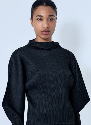 Pleats Please Issey Miyake Pleated Knit Top Black plp0264008