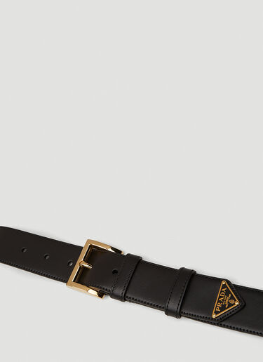 Prada Triangle Plaque City Belt Black pra0252032