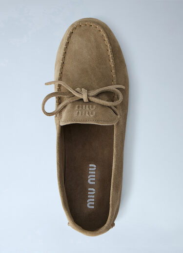 Suede Mesh Loafers Miu Miu Suede Mesh Loafers Beige miu0264214