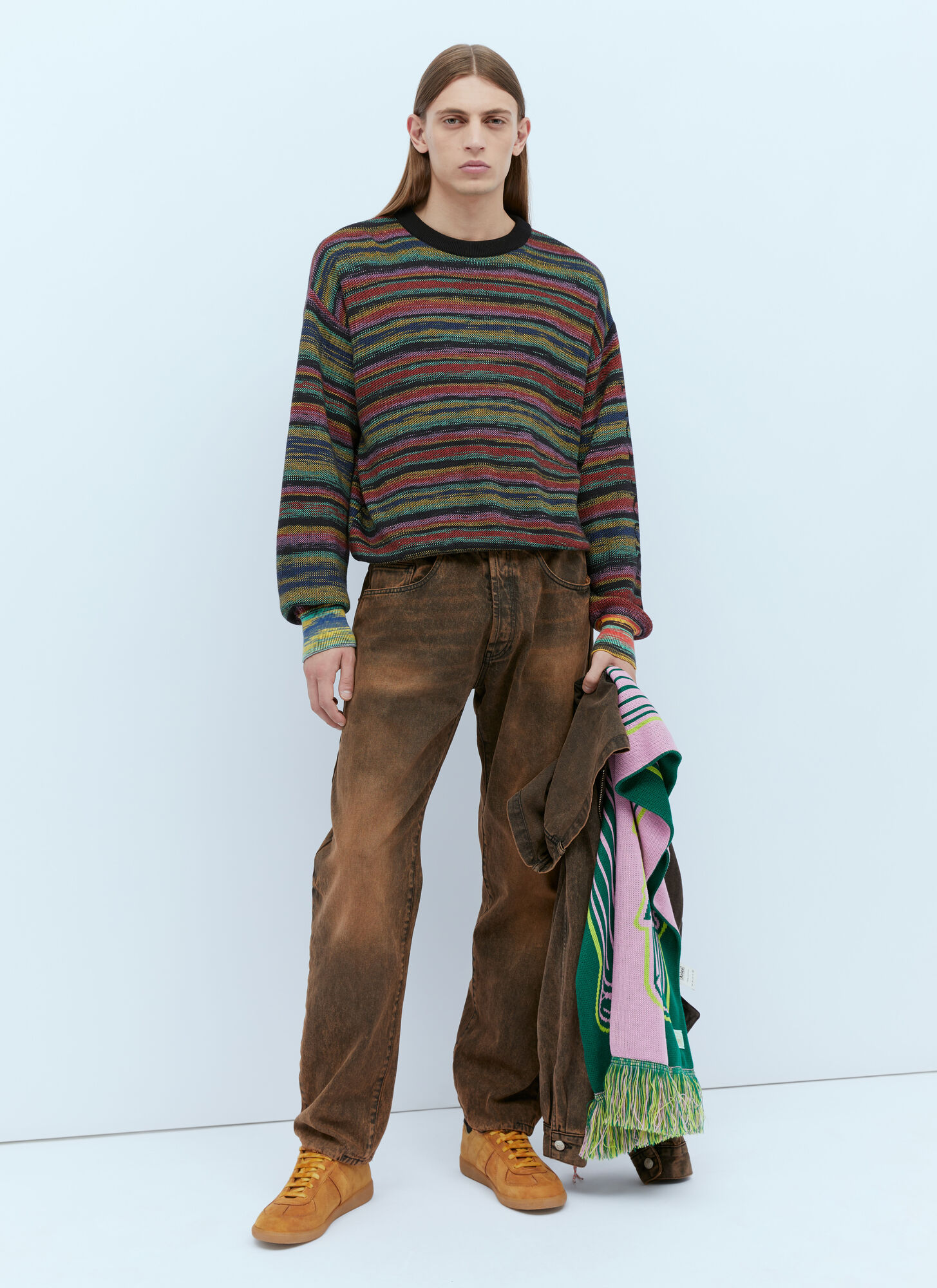 Shop Aries Spacedye Problemo Knit Sweater In Brown