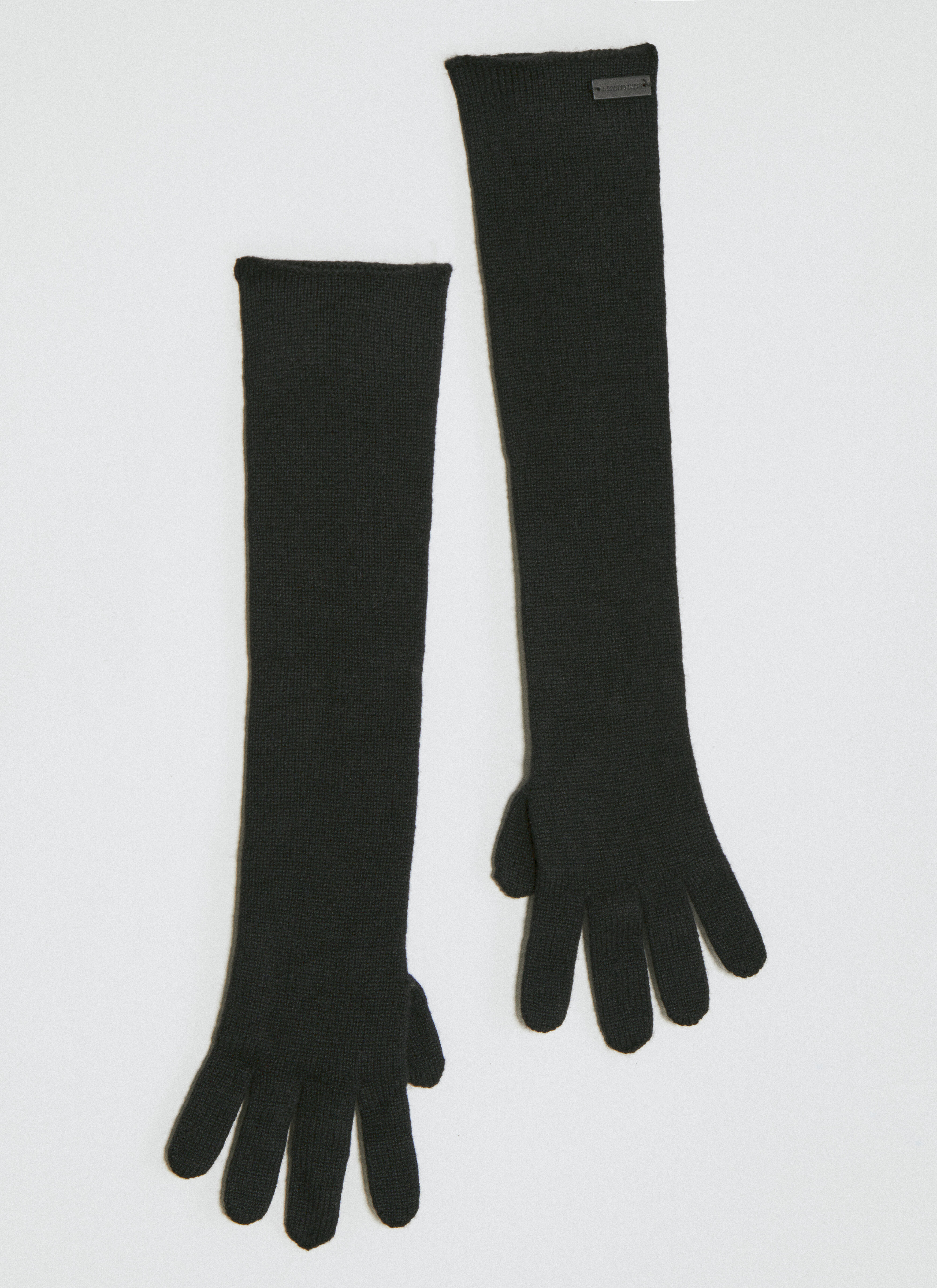 Saint Laurent Long Cashmere Knit Gloves Black sla0256031