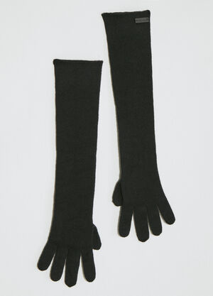 Balenciaga Long Cashmere Knit Gloves Black bal0255107