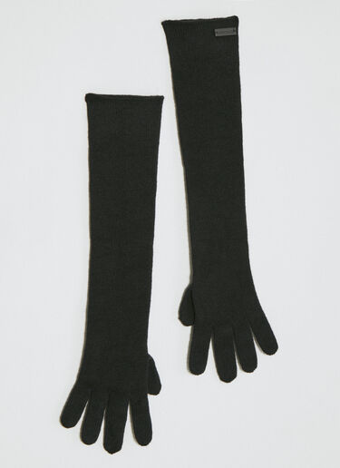 Saint Laurent Long Cashmere Knit Gloves Black sla0253172