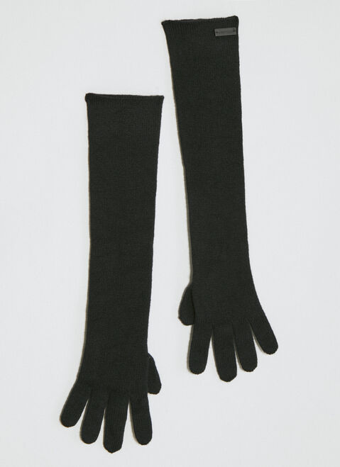Saint Laurent Long Cashmere Knit Gloves Black sla0253170