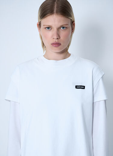 Miu Miu Set Of Three Logo Motif T-Shirts White miu0361001