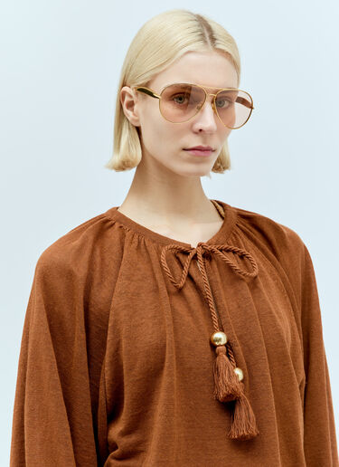 Max Mara 亚麻流苏上衣 棕色 max0256012