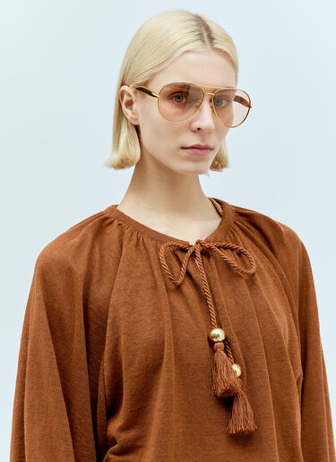 Max Mara Linen Tassel Top Brown max0256012