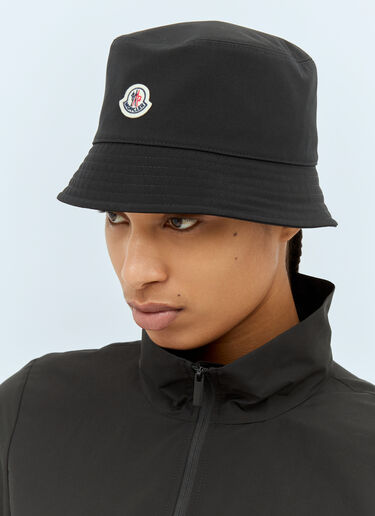 Moncler Logo Patch Bucket Hat Black mon0259024