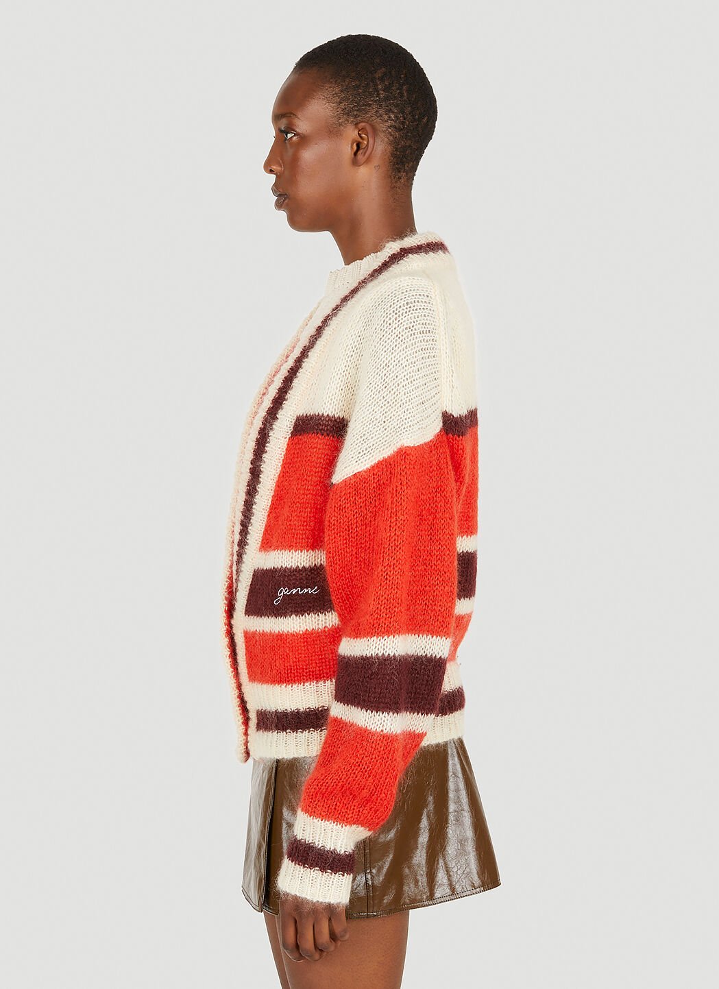 GANNI Striped Cardigan in Red LN CC