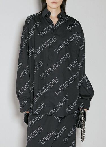 VETEMENTS Space 字母花押衬衫  黑色 vet0254006
