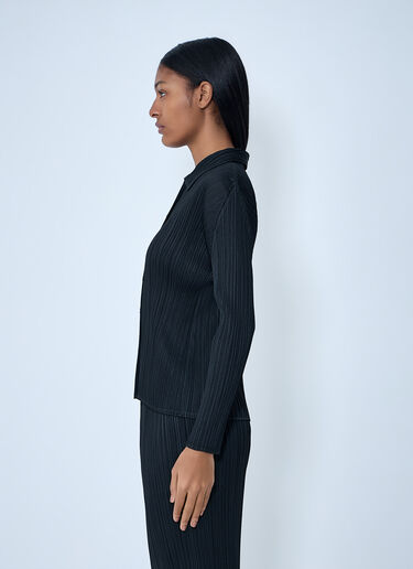 Pleats Please Issey Miyake Pleated Button-Down Shirt Black plp0263008