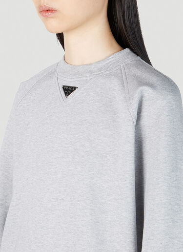 Prada Logo Plaque Sweatshirt Grey pra0252005