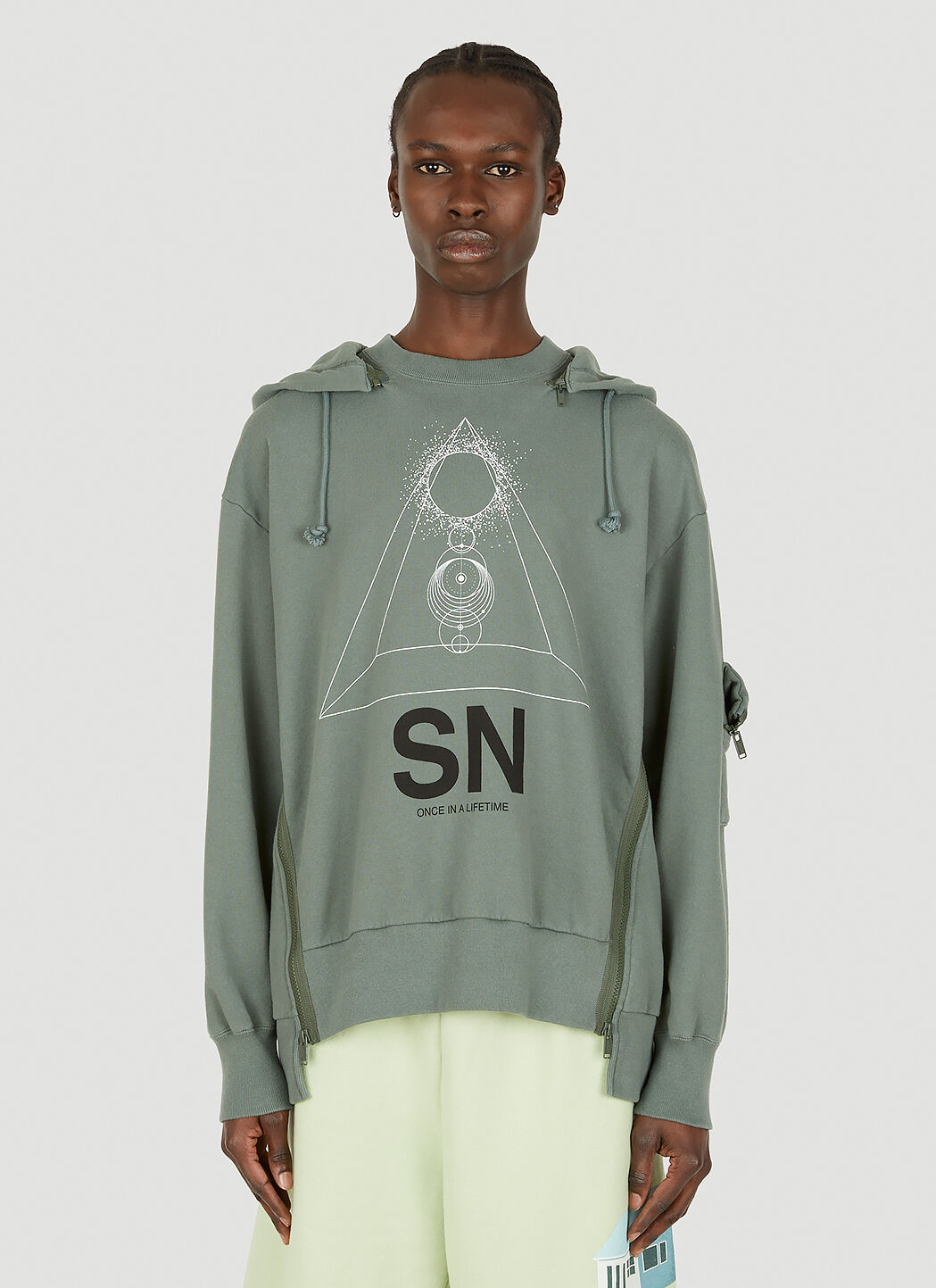 Asymmetric hem long sleeve grey hoodie clearance