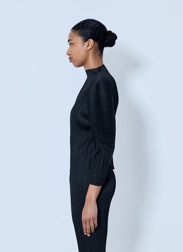 Pleats Please Issey Miyake Pleated Knit Top Black plp0264008
