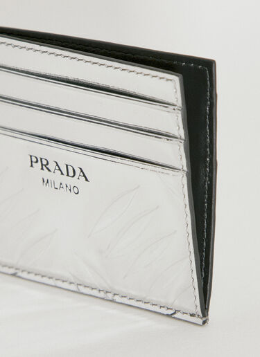 Prada Debossed Logo Metallic Cardholder Silver pra0154016
