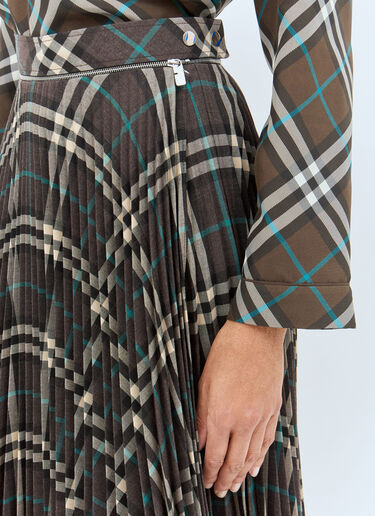 Burberry 褶裥羊毛混纺半裙  绿色 bur0257014