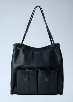 Prada Leather Large Route Tote Bag Black pra0264401