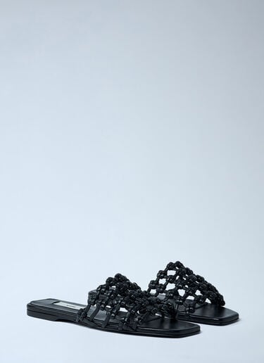 Braided Leather Slides TOTEME Braided Leather Slides Black tot0261054